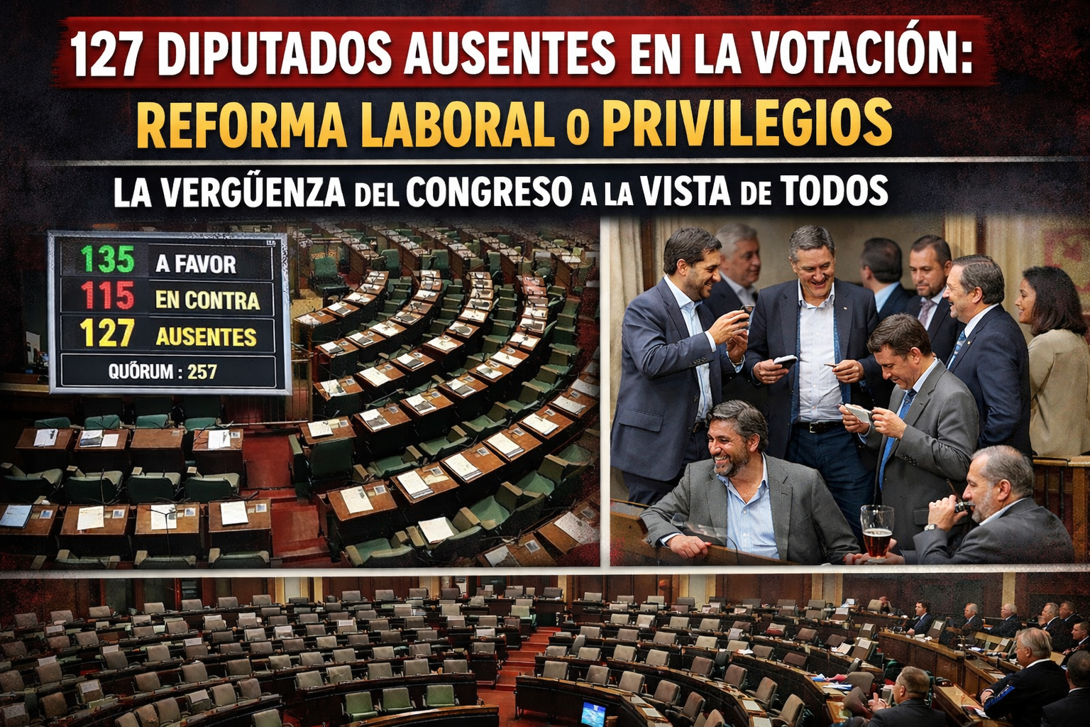 “Reforma Laboral o Privilegios: 127 Diputados Ausentes, Dietas Elevadas y la Vergüenza del Congreso Frente al Pueblo”