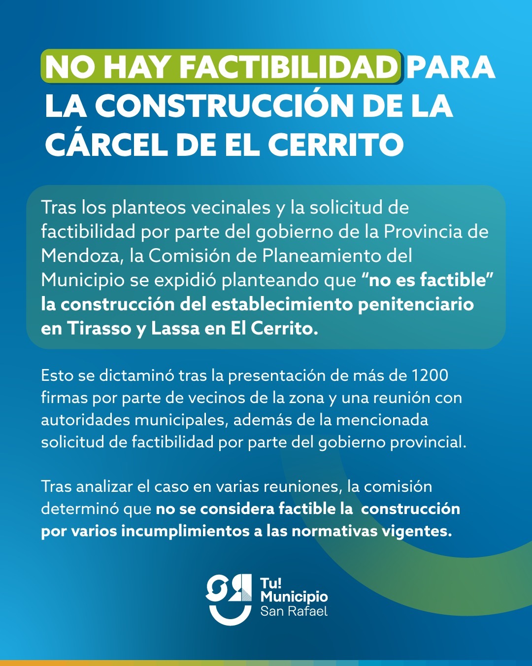 No hay factibilidad para la construcción de la cárcel de El Cerrito