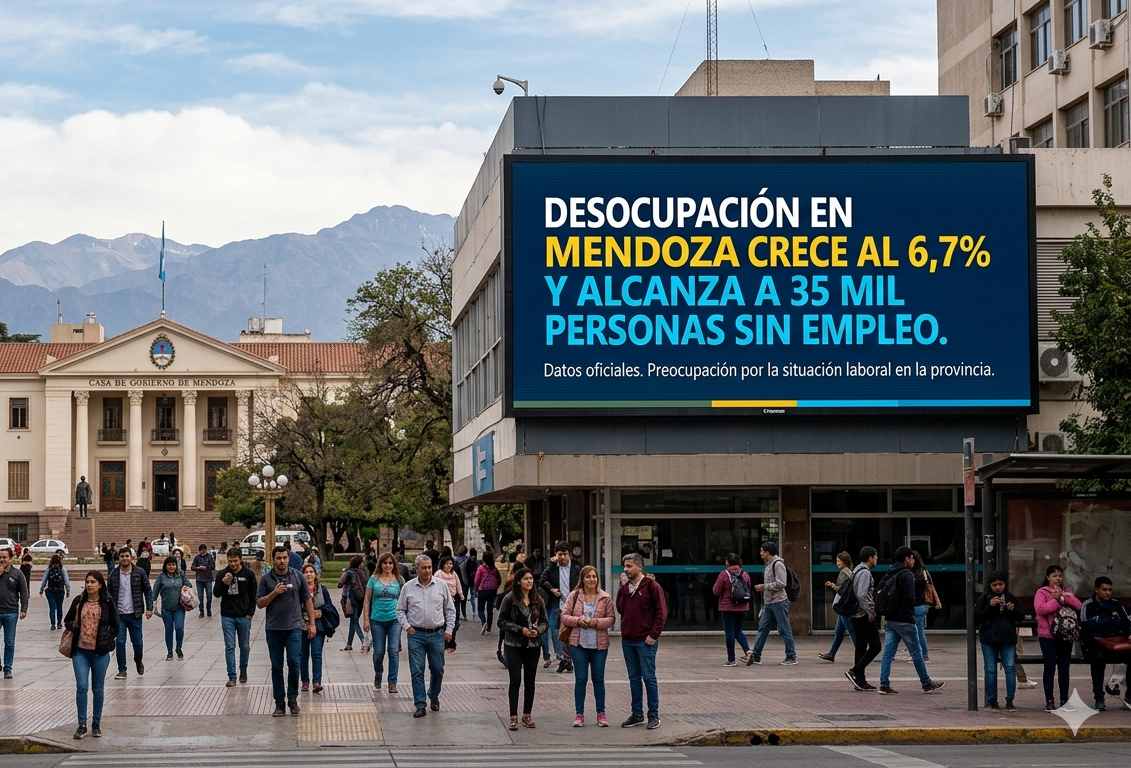 DESOCUPACIÓN EN EL GRAN MENDOZA: CRECE AL 6,7% Y ALCANZA A 35 MIL PERSONAS SIN EMPLEO