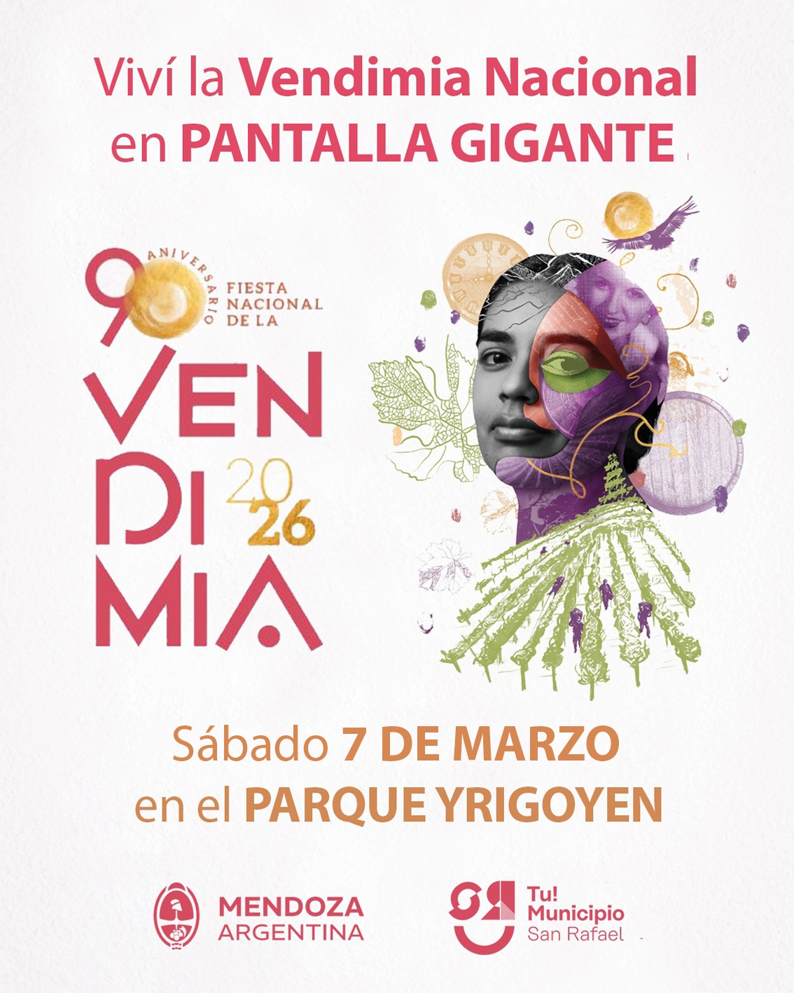 Este sábado vivimos la vendimia nacional en pantalla gigante en el parque Yrigoyen