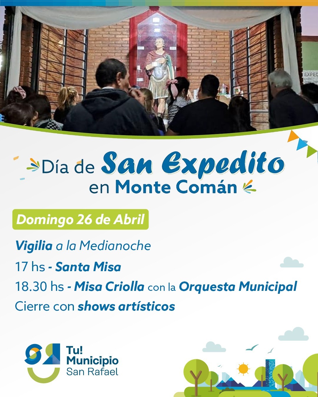 Monte Comán celebrará San Expedito con múltiples actividades